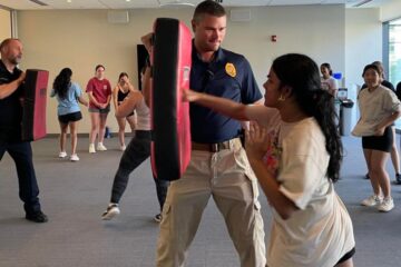 Photo of a self defense class.