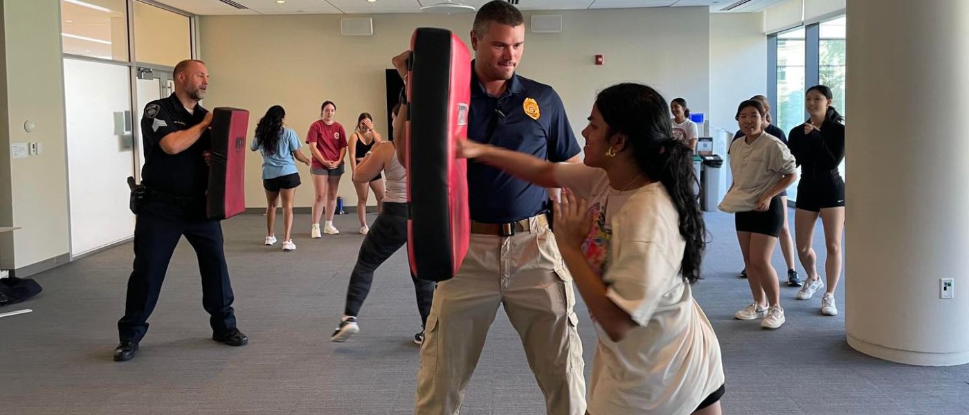 Photo of a self defense class.