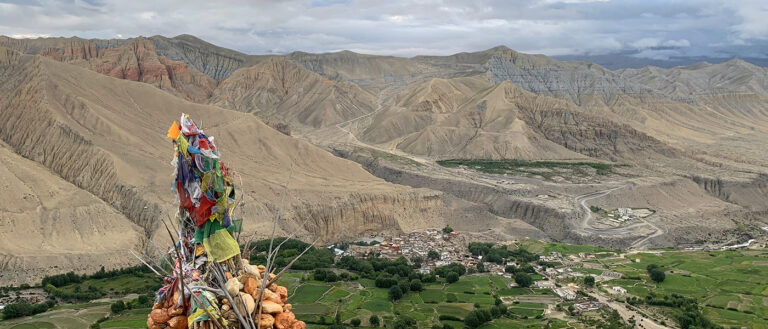 View of the Himalayan mountain village from above