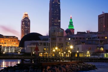 Downtown view of winter morning in Cleveland, courtesy of Getty Images.