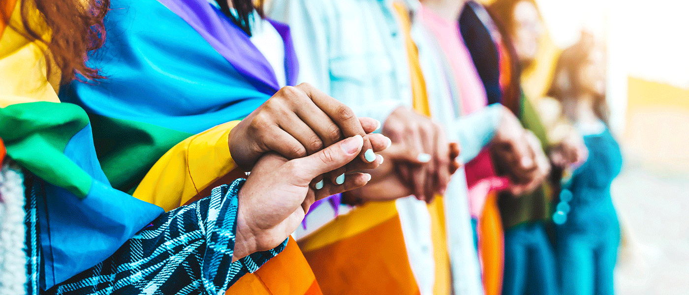 A group of young people holding hands