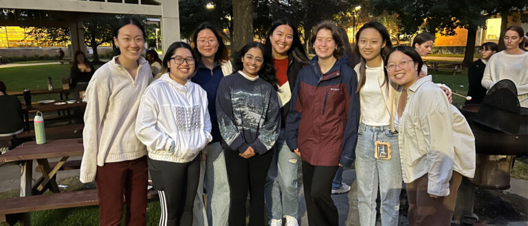 Members of the Society of Women Engineers pose for a photo together