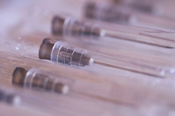 Close up photo of clean syringes