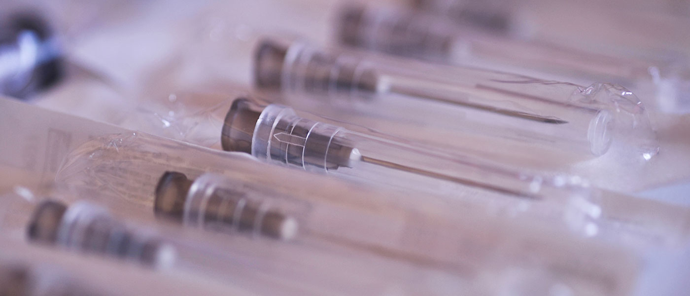 Close up photo of clean syringes