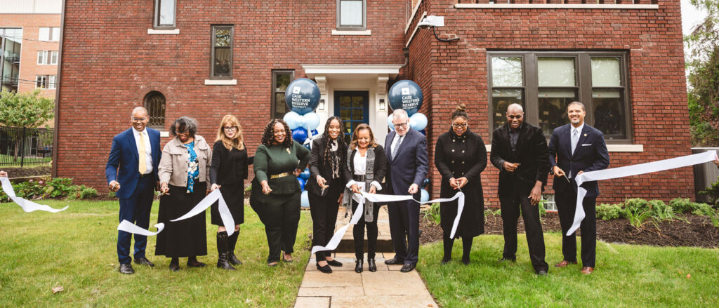 Photo of President Kaler and community leaders cut the ribbon on the opening of the Wade Park Community Center