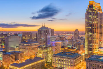 Photo of the Cleveland cityscape at dawn